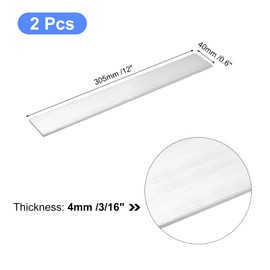 sourcing map Square Aluminum Flat Bar, 2Pcs 3/16" Thick 1.6" Width 12" Length Square Aluminum Bar 6061 Aluminum Flat Plate, 4 x 40 x 305mm T6511 Solid New Mill Stock For Industrial Building