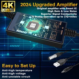 2024 Upgraded TV Antenna, 770+ Miles Range Smart Digital Indoor Antenna, Signal Booster Amplifier for Local Channels - Premium Aerial Support 4K 8K HDTV 1080p Fire Stick All TVs -25ft Thick Cable