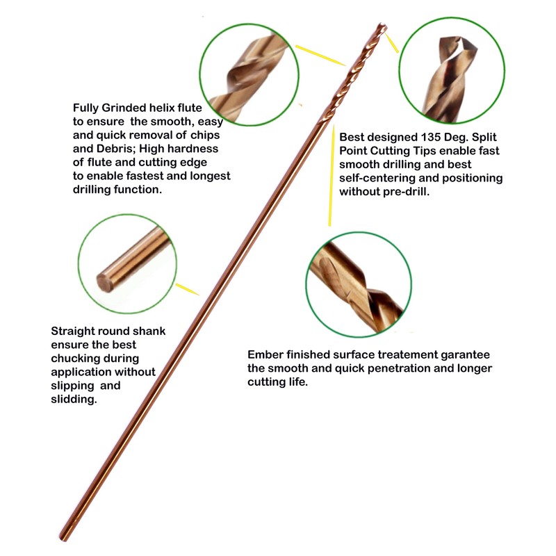 Hss Cobalt Drill Bit Set 5/32 in. x 6 in.