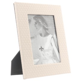 Lawrence Frames Vegan Leather Picture Frame, Weave Design, 5x7, Cream