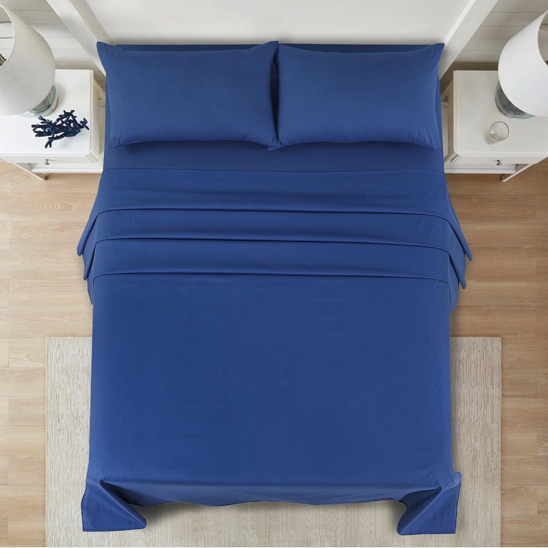 CHARKHAH Polycotton Flat Sheets with Single Double King Size Bed
