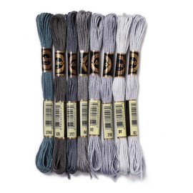 CABODYALS 8 Skeins 64M Grey Friendship Bracelets String Embroidery Thread Floss 6 Strands Gradient Cross Stitch Bracelet Needlepoint Yarn Threads for Sewing Bracelet Making Cross Stitch Crafts