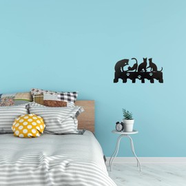 Dycmetal - Perchero de pared gatos, color negro, colgador decorativo de metal, ganchos de pared multiusos; decoración gatos