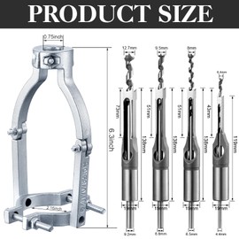 Gisafai Square Hole Drill Bit Adapter and Square Hole Drill Bit Set for Wood Mortising Attachment Drill Press Hollow Chisel Mortise Drill Tool for Mortise Machine (5 Pcs,1/4, 5/16, 3/8, 1/2'')