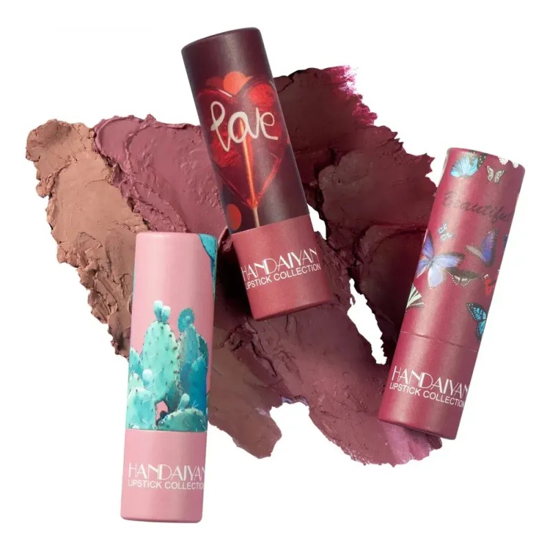 D Kit De 3 Barras Labiales Mate Tubo Paper Duradero