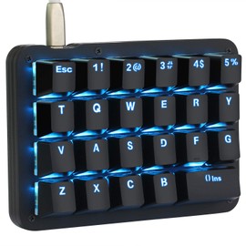 Koolertron 23-Key One-Handed Mechanical Keypad, Blue LED Backlit Portable Mini One-Handed Mechanical Gaming Keypad 23 Fully Programmable Keys