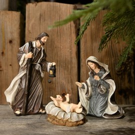 Braxio Christmas Nativity Set Collectible Figurines - Holy Family Holiday Tabletop Scenes Home Decor
