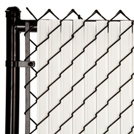 SoliTube Slat Made in America Privacy Inserts for Chain-Link Fence, Double-Wall Vertical Bottom-Locking Slats with Wings for 8' Fence Height (White)