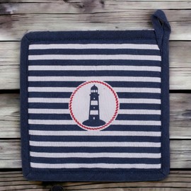 Set of 2 Pot Holders, Oven Gloves, Heat-Resistant, Washable, for Cooking, Baking (20 x 20 cm, Striped Maritime)