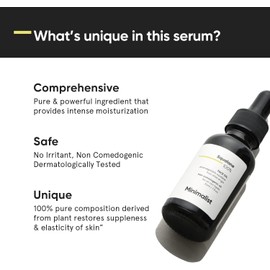 Minimalist Aceite Facial Hidratante Con 100% De Escualano (Derivado De Plantas) Mejora La Hidratación De La Piel Y Reduce Las Líneas Finas Restaura La Flexibilidad, 1 Onza Líquida (Paquete De