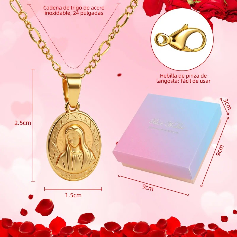 Sinyi - Collar Con Medalla De Virgen De Guadalupe Chapa