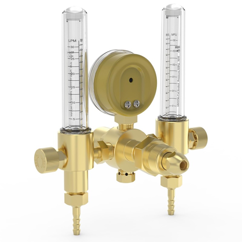 YESWELDER Dual Output Argon Regulator Flow Meter Mig Tig, 0-4500PSI,