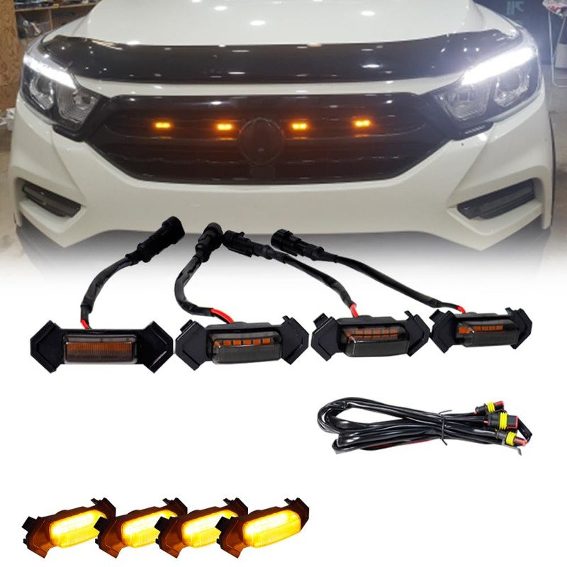 GTINTHEBOX 4 luces LED ámbar para parrilla de lente ahumada