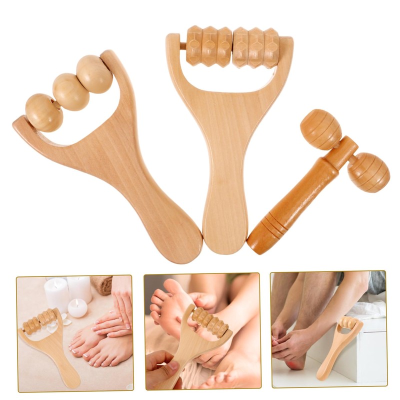 BIUDECO 1Set Massage Roller Handheld Facial and Foot Massager Tool