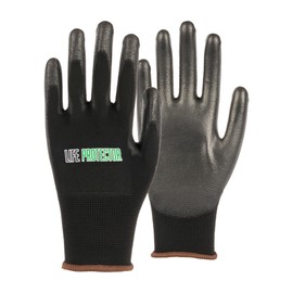 Restaurantware-Life Protector Large Safety Work Gloves, 1 Pair Of Gloves With PU Coating On Palm And Fingertips - 13-Gauge, Excellent Grip, Black Polyester And Spandex Protective Handwear