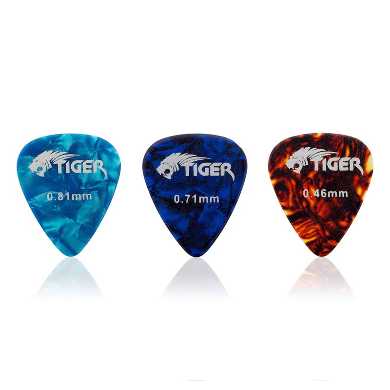 Guitar Picks with Storage Tin - 12 Medium Guitar Plectrums