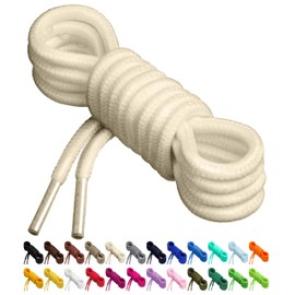 Birch Round Shoelaces 27 Colors 3/16" Thick Shoe Laces 4 Different Lengths (45.5" (115cm) - L, Ivory)