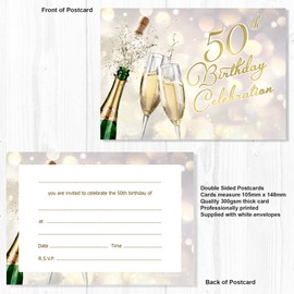 Olivia Samuel 20 x 50th Birthday Celebration Invites from Champagne Style - Ready to Write with Envelopes