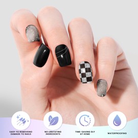 Oauee Gothic Style Gel Nail Strips | 20 Semi-Cured Gel Nail Stickers | UV Light Required | Salon Quality, Easy Application and Removal