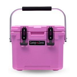 CAMP-ZERO 10L-10.6 Quart Portable Hard Cooler Ice Chest, Perfect for Drinks, Lunch, Beach, Picnics, Boating, Camping and Travel with 2 Molded-in Cup Holders and Folding Aluminum Handle