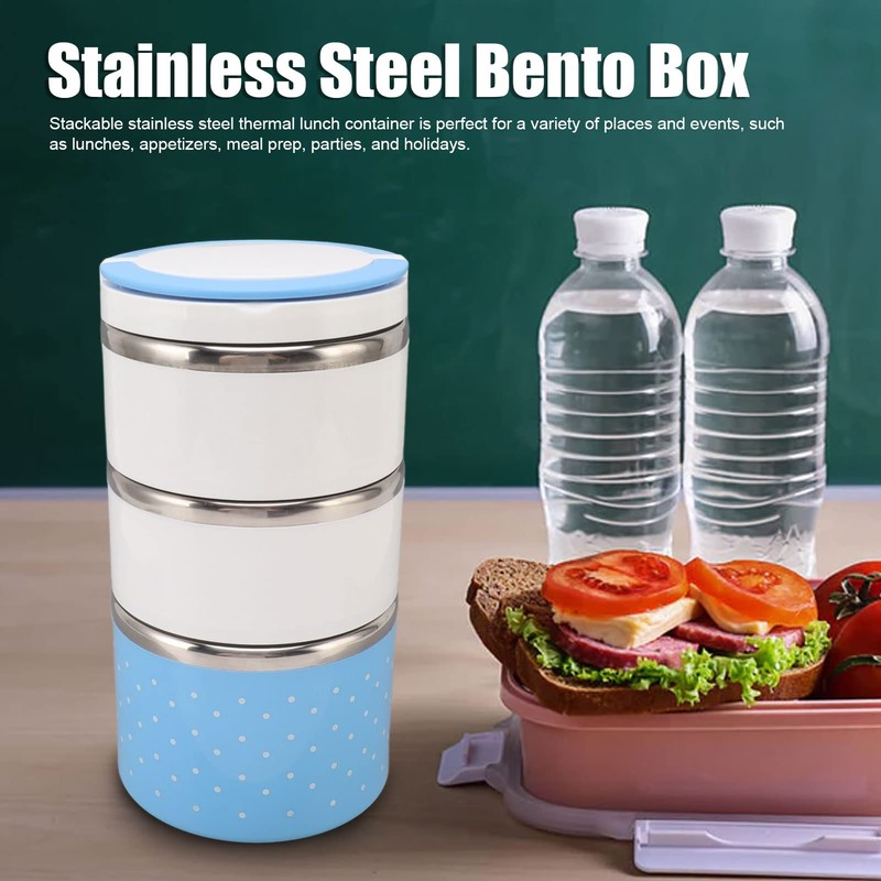 Lunch Box, 3 Layers Stackable Stainless Steel Thermal Insulated Lunch