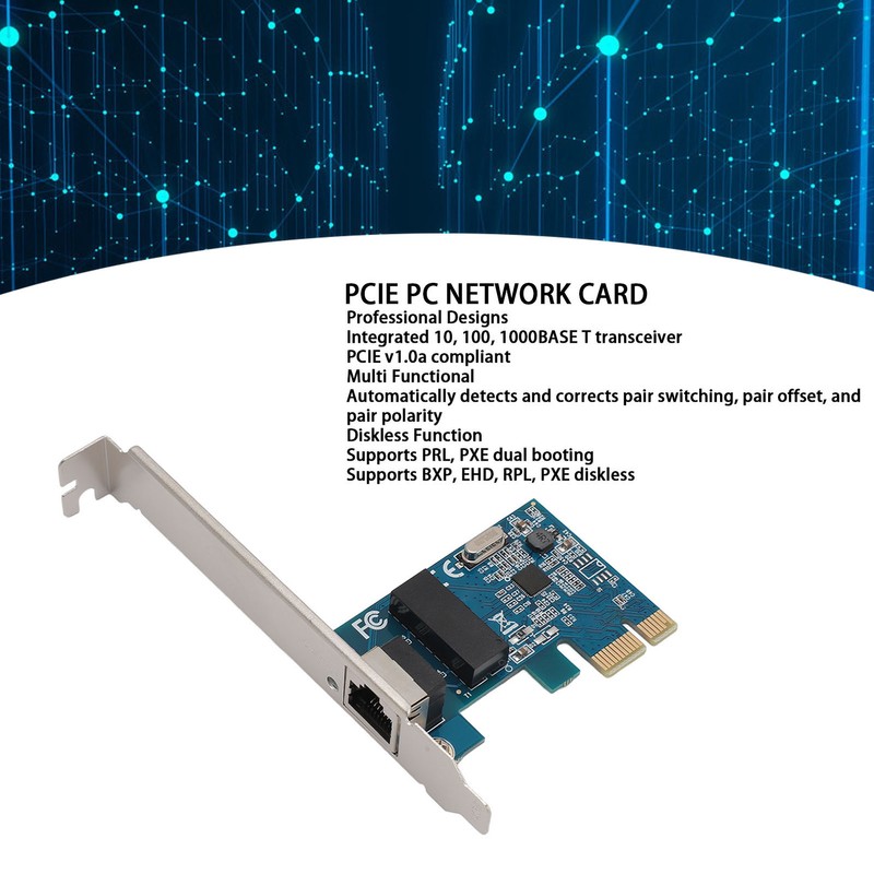 PC Network Card Single RJ45 Port Diskless Function PCIe Gigabit