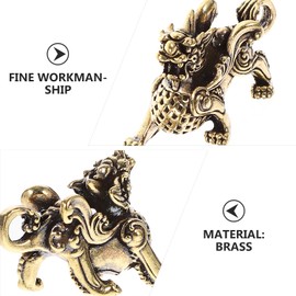 WINOMO 2pcs Feng Shui Pixiu Statue Brass Prosperity Figurine Animal Wealth Decor for Home Office Attract Money Good Luck Sculpture Decoration