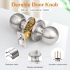 Probrico Round Brushed Nickel Passage Door Knobs Interior Door Handles