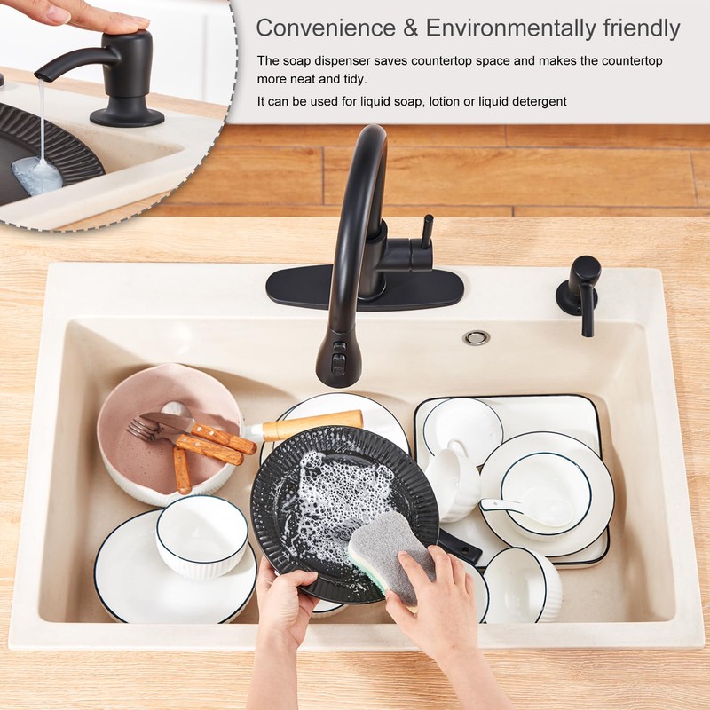 GAGALIFE Kitchen Sink Soap Dispenser with 17 OZ Large Bottle