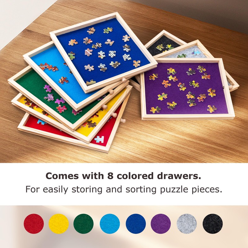 Tektalk 2000 Piece Foldable Puzzle Board with 8 Sorting Trays/Drawers,