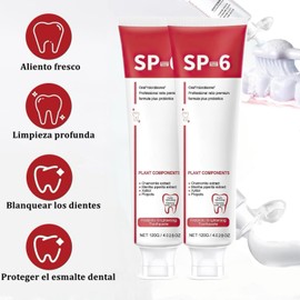 LUSCOR Sp-6 Pasta de dientes ultra blanqueadora, Pasta de dientes blanqueadora probiótica SP6, Aliento fresco, Pasta de dientes para el cuidado de la limpieza profunda(2pcs/120G)