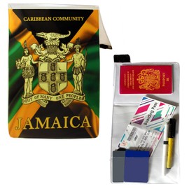 Fun Travel Wallet Holiday Organiser Passport Holder Passport Wallet Document Pouch Case - 6 Pockets, Water Resistant Mens Womens (Jamaica)