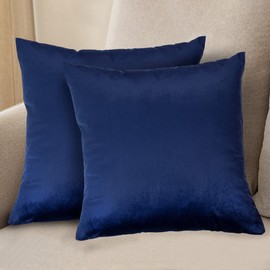 Komfortec Set of 2 Velvet Cushion Covers, 45 x 45 cm, Decorative Cushion Covers, Bedroom Cushion Cover, Decorative Couch Cushion Cover & Sofa Cushion Cover with Zip, Navy Blue