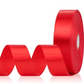 Aoropo Red Satin Ribbon 1 Inch, 60 Yards Red Fabric Ribbon for Hair, Flower Bouquet, Gift Wrapping, Crafts, Graduation Wreaths, Christmas, Invitation Cards