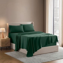 Nestl Full XL Sheet Set - Luxury 1800 Ultra-Soft Microfiber Full Extra Long Bed Sheets - Double Brushed - Deep Pockets - Easy Fit - 4 Piece Set - Bedding Sheets & Pillowcases (Full XL, Dark Green)