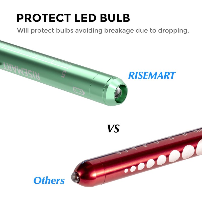 RISEMART Pen Lights for Nurses, 2Pack Reusable Medical Pen Light
