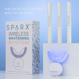 SPARX Wireless Teeth Whitening Kit with LED Light for Sensitive Teeth Remove Stains Like Coffee, Smoking, Wine. Whiten Smile for Long Lasting Results, Includes 3 Gel Syringes, 1 Dual LED Mouthpiece