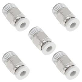 TUCKBOLD Push to Connect Air Fittings 5/32" Male Thread Air Line Quick Connector Plastic Nickel-Plated Copper 1/8" NPT 5 Pcs White Silver Tone