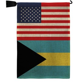 Bahamas US Friendship Burlap Burlap Garden Flag Set Mailbox Hanger Regional USA American Alliance World Country Particular Area Small Decorative Gift Yard House Banner Double-Sided Made In 13 X 18.5