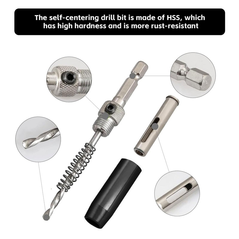 Xiciki Self Centering Drill Bit Set, 8-Piece Hinge Drill Bit