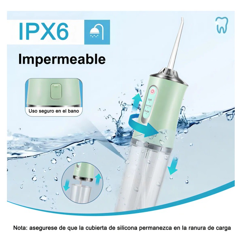 Irrigador Bucal Limpiador Dientes Eléctrico Boquillas Color Verde