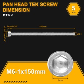 DTGN M6-1x150 Socket Head Cap Screws Bolts - 5Pack - Good for Road Bicycle, Mountain Bike, Auto, Motorcycle - 304 Stainless Steel Hex Head Metric Screws - Silver