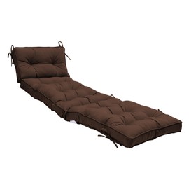 QILLOWAY Indoor/Outdoor Chaise Lounge Cushion with Ties,Replacement Patio Cushions for Lawn Pool. (Dark Coffee/Brown/Chocolate)