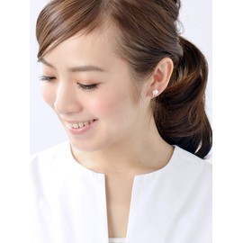 VINGTAINE P1288A-WHG-E Single Grain Pearl Earrings 0.3 inches (8 mm) Simple, Cute, Fashionable, Acrylic
