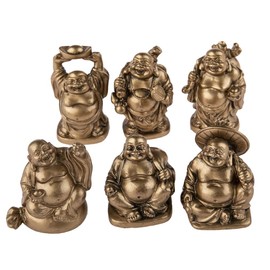 6 Laughing Buddha Figurines - Congratulations and Happiness