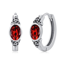 MEDWISE Celtic Earrings 925 Sterling Silver Celtic Knot Hoop Earrings with Red Cubic Zirconia Celtic Jewelry for Women Daughter Mother Gifts for Birthday Christmas Valentines Mothers Day, 18mm,