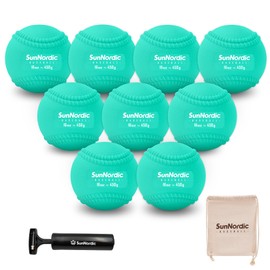 SunNordic 9 Pack Weighted Baseballs Set (16 oz) - Weighted Baseballs for Hitting Training & Improved Power - Pitching Training Baseball for All Skill Levels