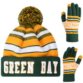 Vintage Classic Skull Cap 3D Embroidery Beanie Cuffed Winter Hat Knit Comes with Warm Gloves Gifts for Men Women Fans