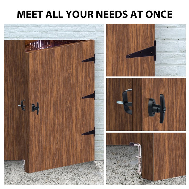 Shed Door Hardware Kit - Complete Gate Set with Hinges,