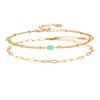 Cicy Bell Ankle Bracelets for Women 18K Gold Marquise Opal